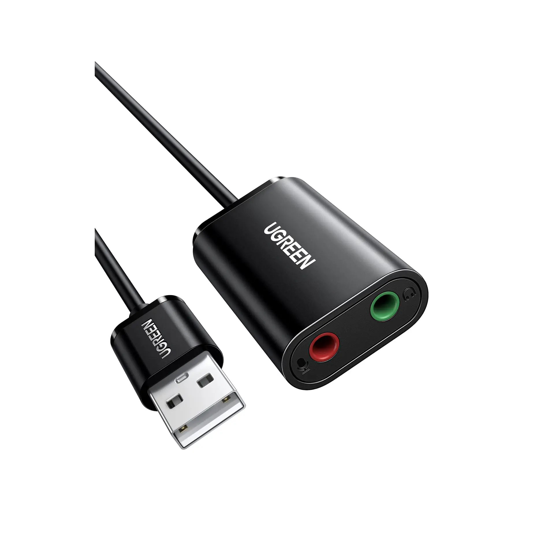 UGREEN USB To Audio Jack อะแดปเตอร์การ์ดเสียงพร้อมหูฟังและไมโครโฟน TRS 3-Pole 3.5มม. คู่