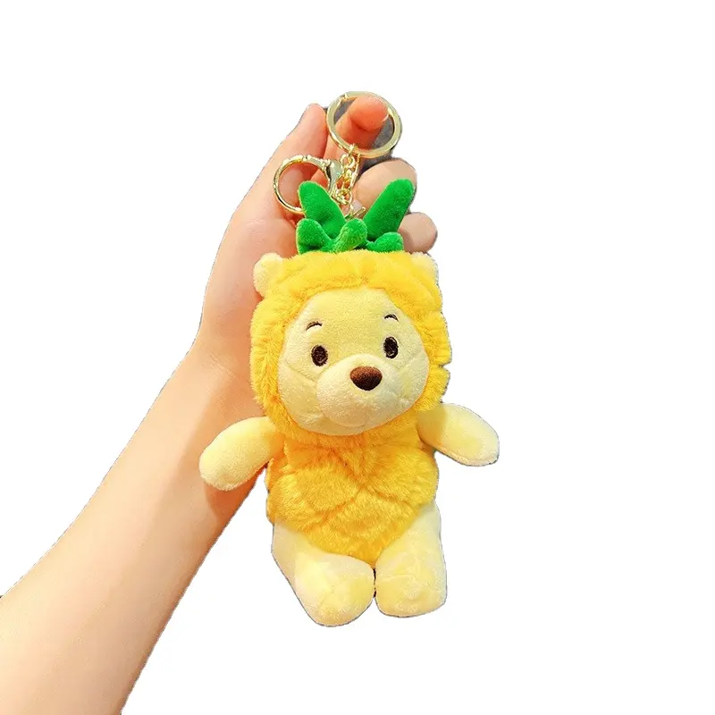 Nova mascote de pelúcia boneca mochila pingente boneca brinquedo atacado amantes amarelo pelúcia abacaxi urso chaveiro