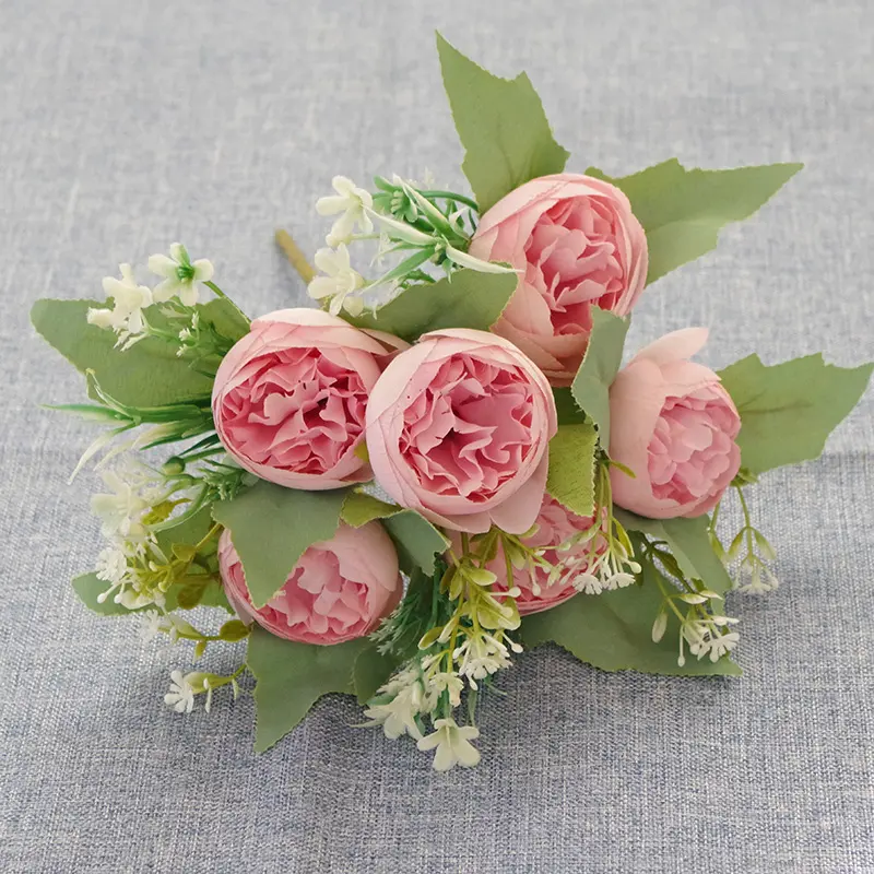 Buquê de flores artificiais de peônia, 6 flores de seda, buquê de decoração casamento e casa