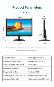 Monitor de PC de computadora de escritorio 18,5 19 24 27 pulgadas Monitor de computadora de pantalla TN con entrada VGA HD mi