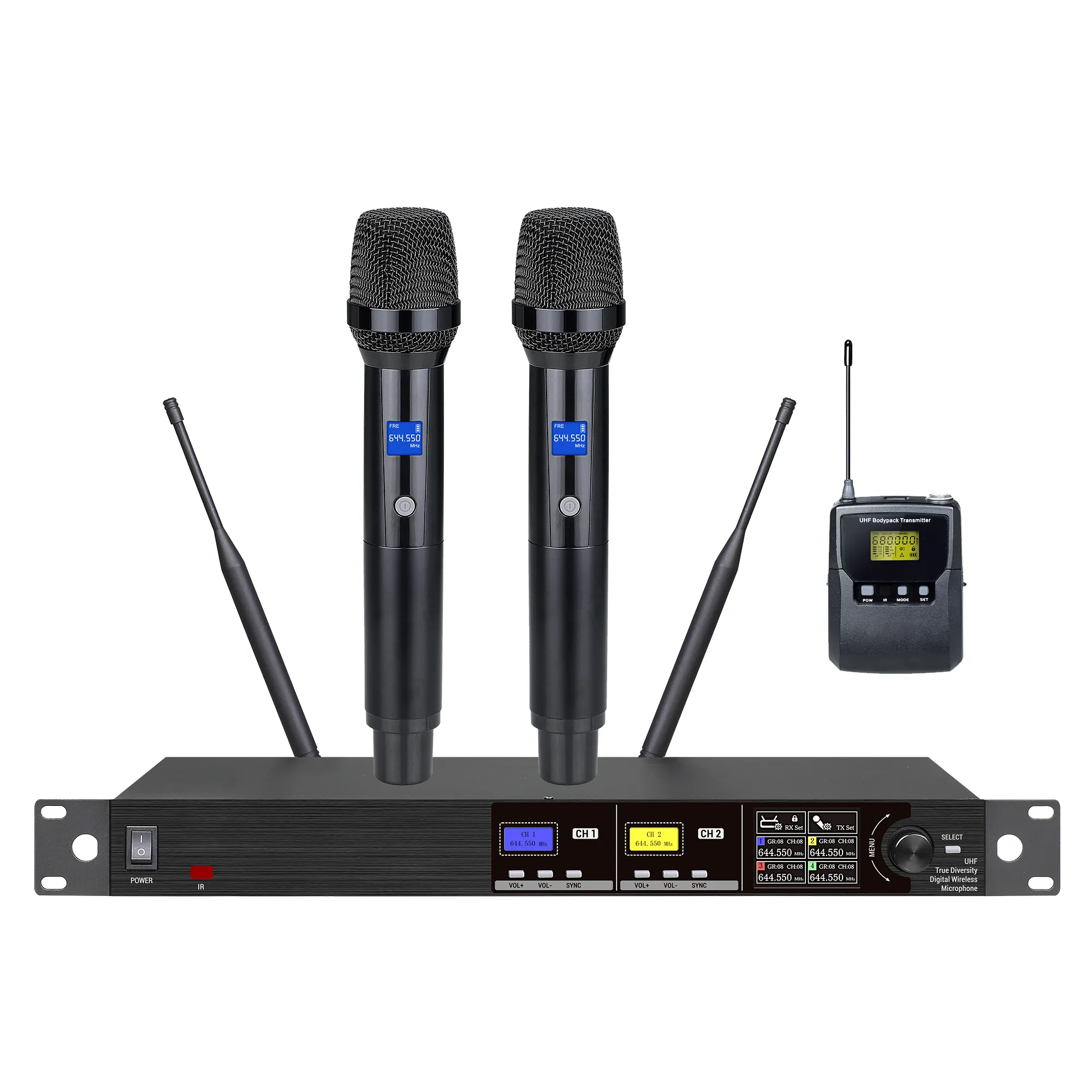 Accuracy Pro Audio tragbares Karaoke-System Silbernes Handmikrofon 470-960 MHz UHF-217 kabelloses Mikrofon Audiozubehör