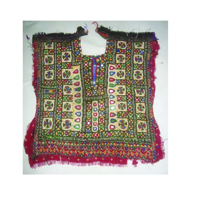 Diseñador de moda de las mujeres de Halloween vestido de lujo Afghani Online Boutique Vestido Tribal Patchwork Patrón Cuello Bordado Diseño