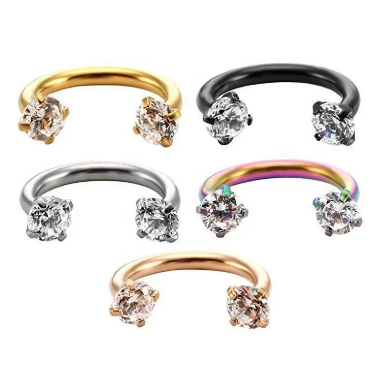 Vendita all'ingrosso calda alla moda 4 set di accessori per Piercing delicati in acciaio inossidabile anello per naso colorato geometrico unghie per le donne