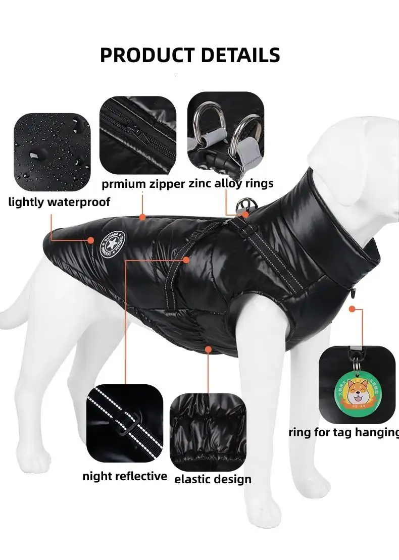 Vente en gros de vêtements d'hiver de luxe pour chiens veste imperméable pour grands chiens manteau pour chiens vêtements pour chiens