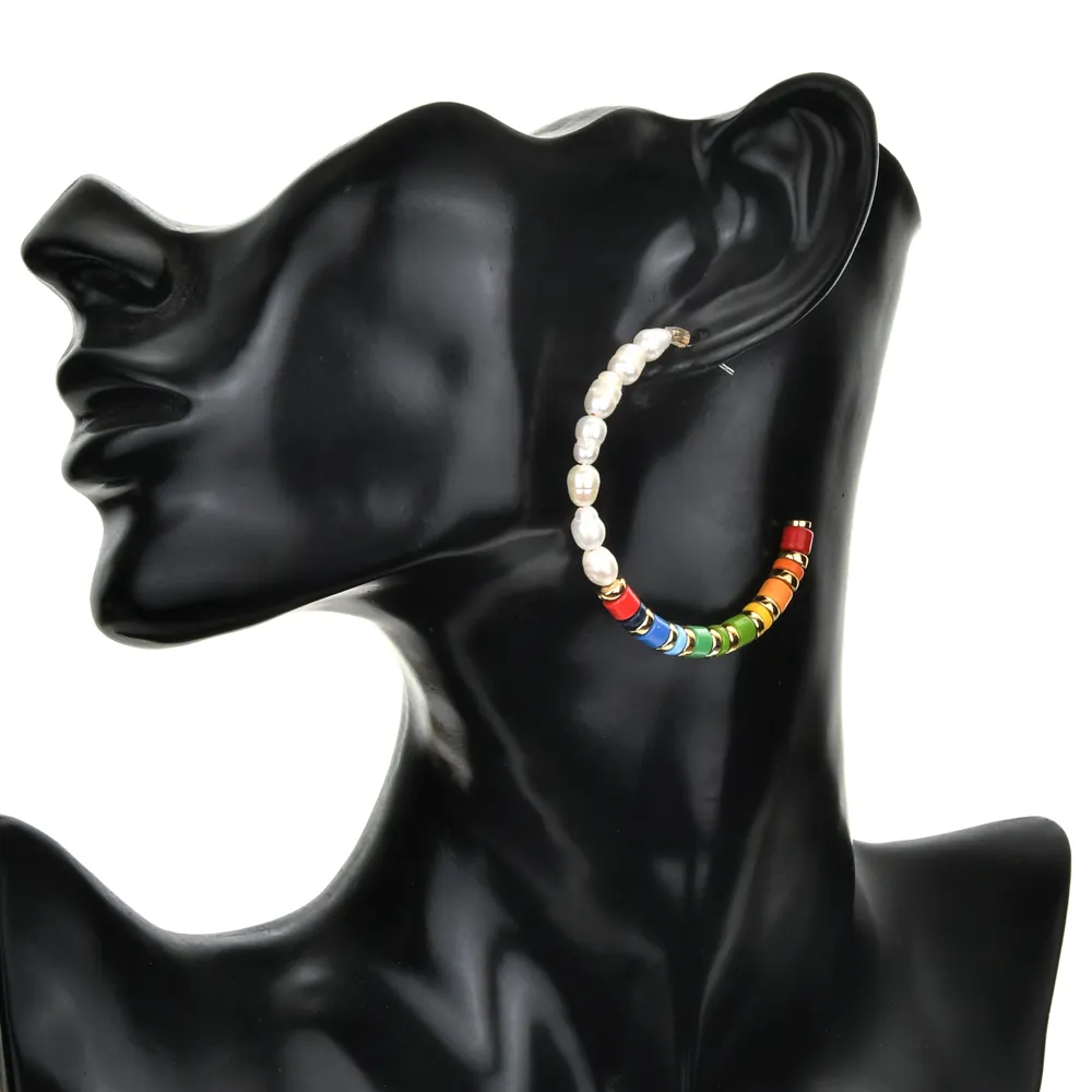 Pendientes de perlas naturales irregulares para mujer, joyería estilo bohemio, Retro, elegante