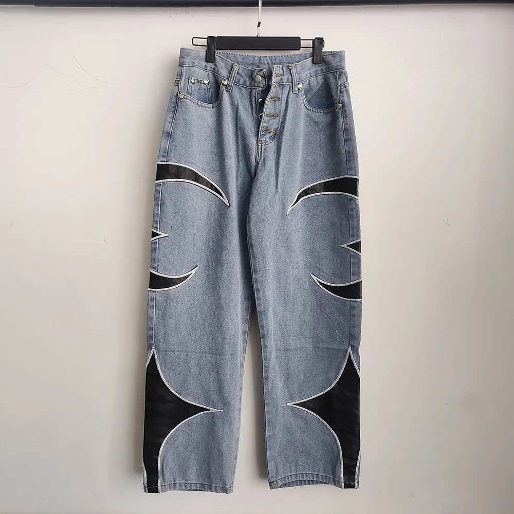 MOUNTNEVE pantalon en jean personnalisé de haute qualité, vintage, hip hop, jambe large, en tissu denim