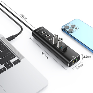 RSHTECH Powered 7 Ports USB 3.1/3.2 Gen 2 USB 3.0 Typ C Hub 7 in 1 Rj45 Netzwerk adapter Computer-Docking station für Laptop-PC - Product Image 6