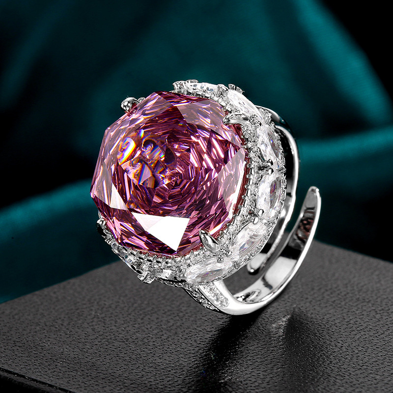 Bague platine avec rose séchée, taille ajustable