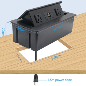 Caja de información de escritorio multifunción, toma USB integrada, agujero de red de ordenador, enchufe de escritorio universal de tres agujeros emergente - Product Image 5