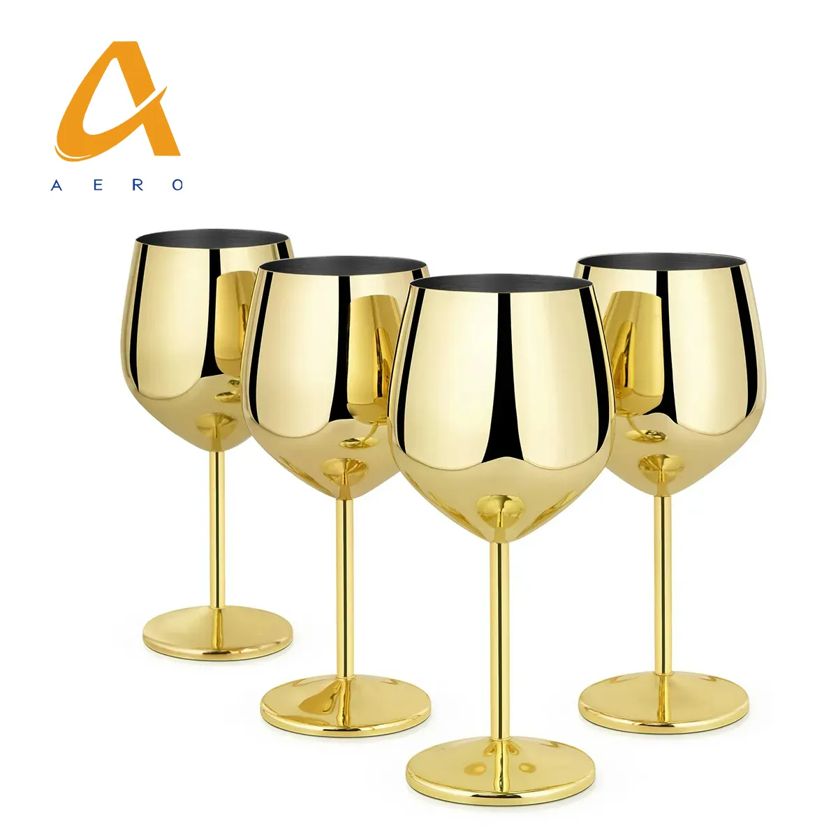 カスタムロゴローズゴールド銅カクテルワイングラスメタルゴブレットシャンパンフルート高級パーティーステンレス鋼赤ワインカップグラス