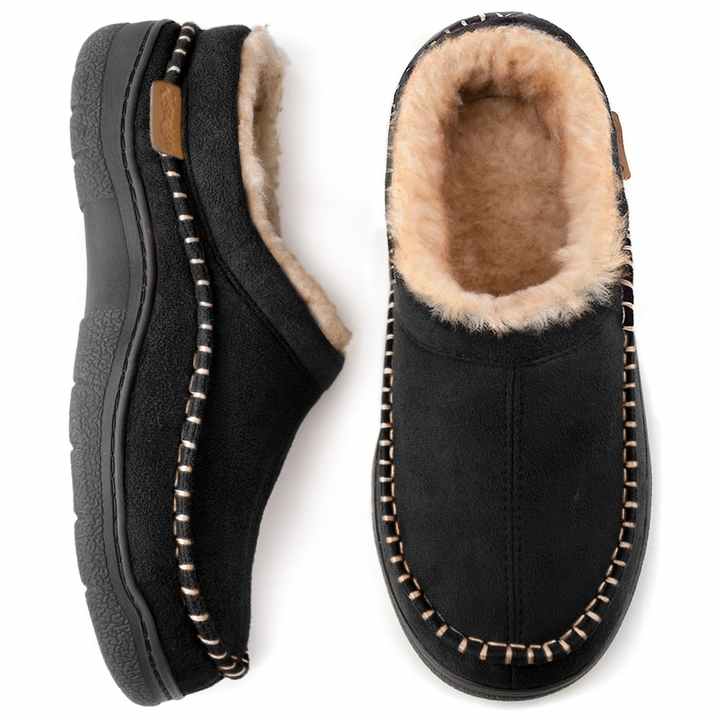 Sahte süet erkek Slip-on yumuşak üst kapalı açık sıcak bulanık rahat ev ayakkabıları kabarık geniş mokasen terlik toptan