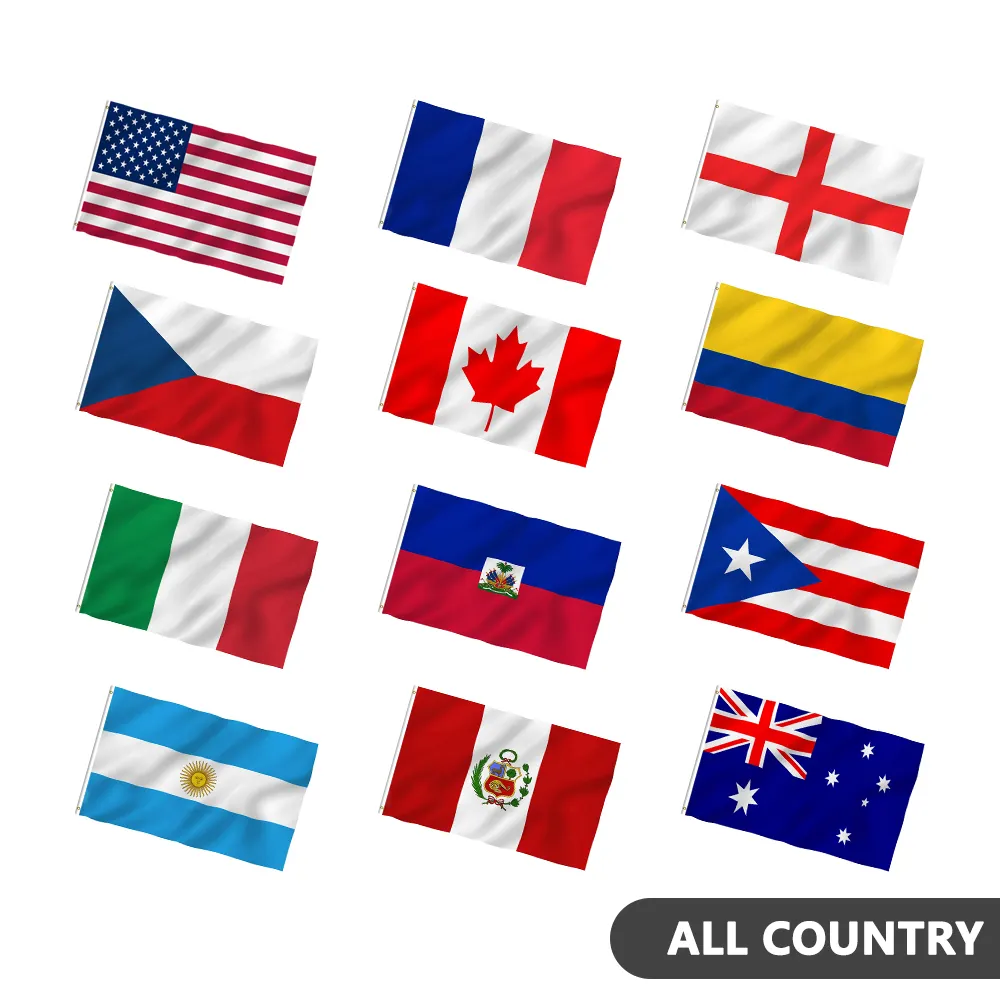 Semua Negara Bendera 3X5 Kaki Poliester Sablon Bendera Negara Nasional untuk Piala Dunia