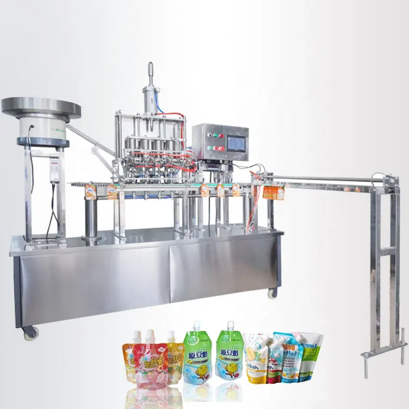 Machines de remplissage automatique à bec rotatif, sac en plastique pour boissons, jus, lait, produit cosmétique, ml