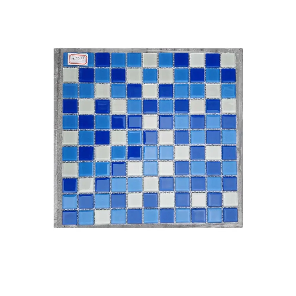 Professional Factory Outlet Luminous Blue White Swimming Pool Glass Mosaic Tile