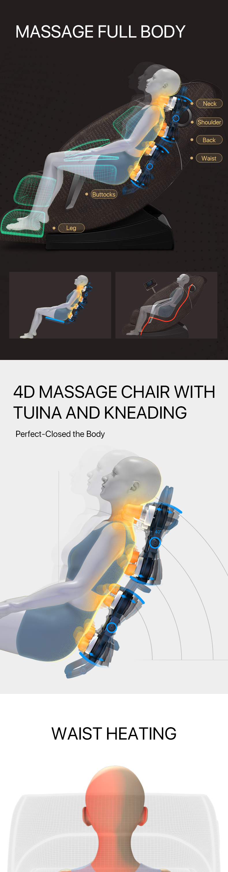 Jare R5-2C Factory Price OEM ODM Wholesale Electric Zero Gravity Full Body Cheap Recliner Shiatsu Life Power Relax Massage Chair