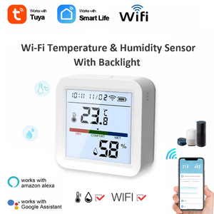 Tuya Smart Wifi Sensor de temperatura y humedad Pantalla LCD Función de retroiluminación Interior Dector con batería de alimentación - Product Image 2