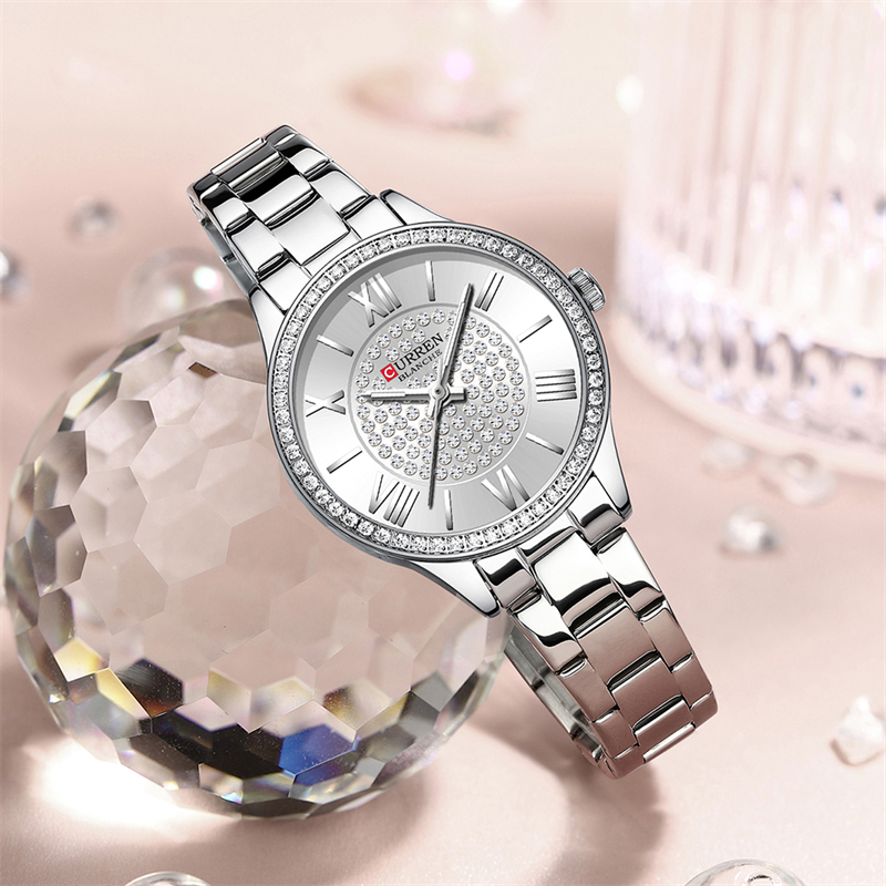 CURREN Top Brand Fashion Ladies Watches Stainless Steel Band Quartz Female Wristwatch Ladies Gifts Clock Relogio Feminino