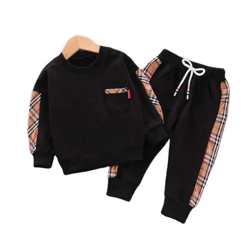 Luxury Autumn long-sleeved plaid and sweatsuit for baby boys hot seller toddle new clothes for newborn kids