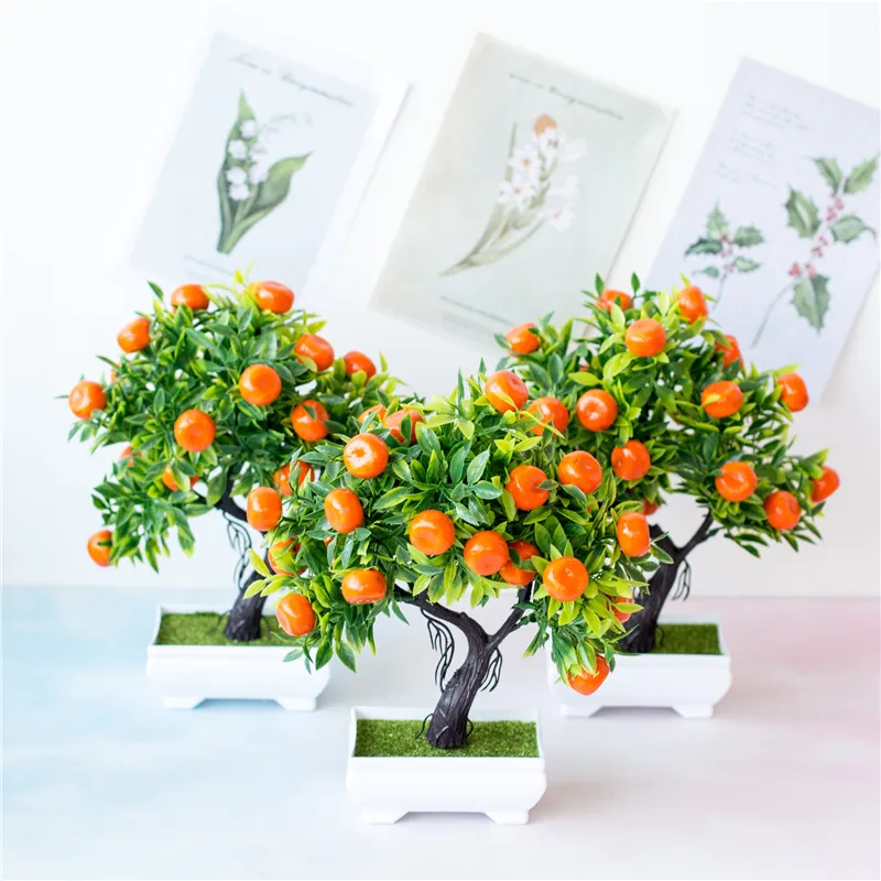 Mini albero cinese dei frutti del mandarino della tabella dei Bonsai dell'albero di arancia di stile in vaso