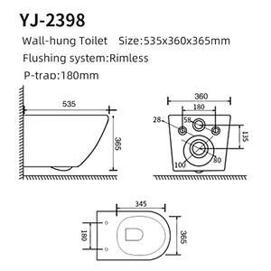 Gantungan dinding toilet di dinding kamar mandi, toilet Inggris pasang Dinding tombol tekan toilet keramik - Product Image 6