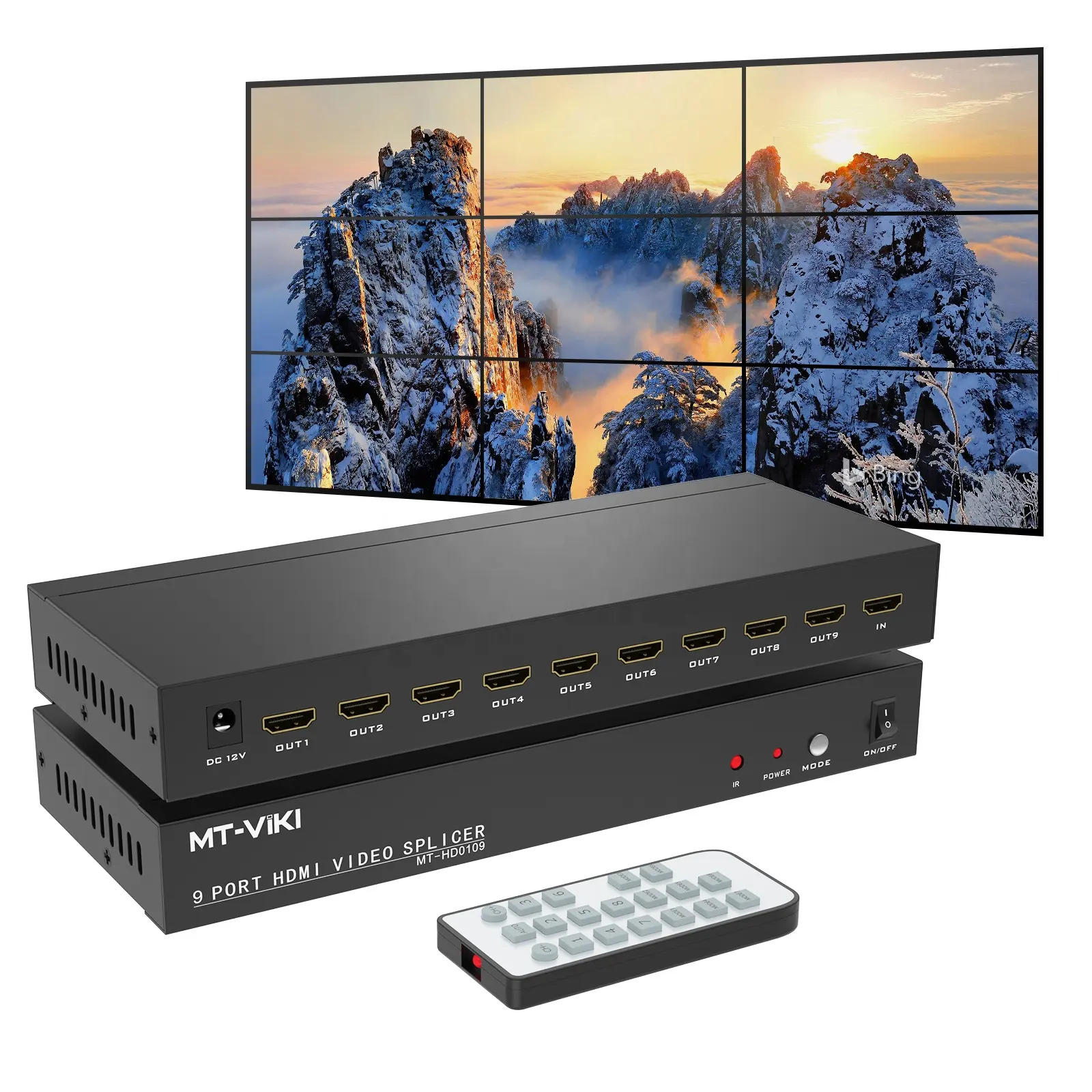 Controlador de pared de video HDMI 4K 30Hz 3x3, 9 puertos, multivisor, empalmador de pared de video HDMI 3x3 con IR