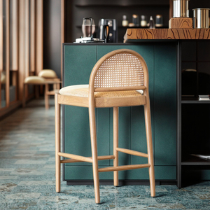 Phong cách cổ mây rắn gỗ thanh ghế cho nhà bếp khách sạn hoặc ăn uống nhà Thanh cao Phân hoặc phía trước bàn ghế cao - Product Image 4