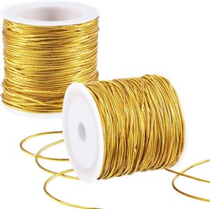 金色和银色金属手工松紧带套绳，用于圣诞串松紧带 - Product Image 1