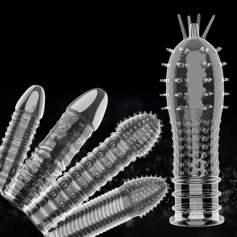 Preservativos reutilizáveis Pontilhados Ribbed Delay Aid Espessamento Preservativos Thorn 5 Estilos Forma Mace Suave Spined Brambly Preservativo