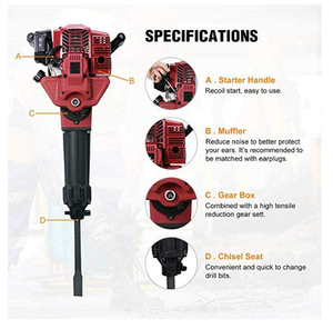 Bộ Dụng Cụ Khoan Phá Dỡ Xăng 52cc, GJH-100-52cc Dụng Cụ Khoan Bê Tông Hạng Nặng - Product Image 6