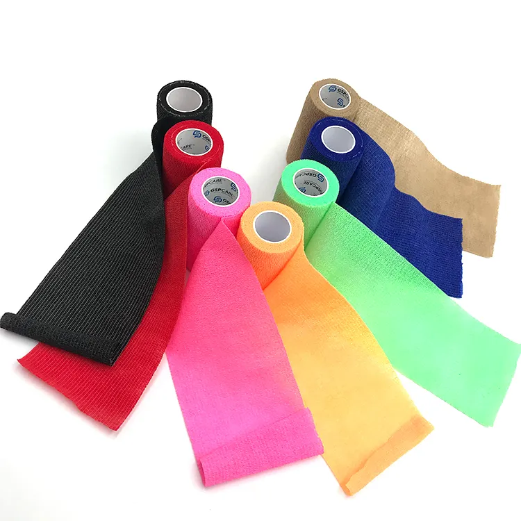 Custom logo tubular colorful selfadhesive elastic nonwoven bandage