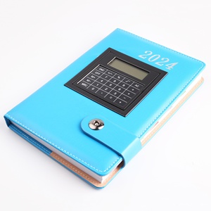 Diario de cuero pu con calculadora, diario de negocios, planificador de promoción personalizado, 2024