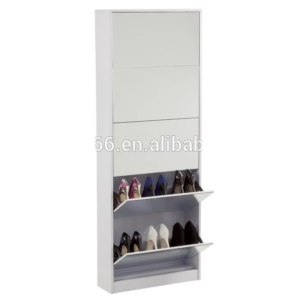 Meubles de salon en gros étagère de luxe moderne avec miroir étagère à chaussures 3-5 niveaux armoire à chaussures en bois