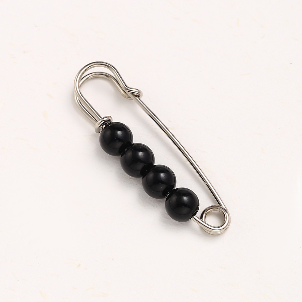 Perles noires d'aiguille argentée de 3.8CM