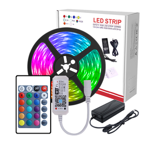 フルセットスマートライトストリップLEDコントローラーWifiIRRFリモート調光 & EU/AU/UK/USプラグ電源アダプター & 5M SMD 5050 RGB150ランプ - Product Image 1