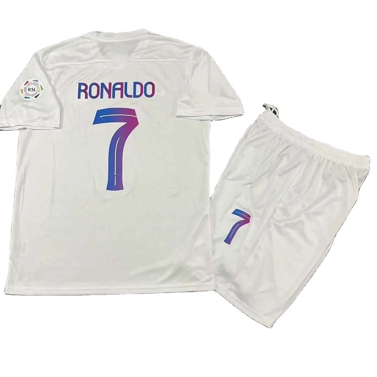 Melhor qualidade nova 23-24 retro camisa de futebol dos homens roupas adultas das crianças brancas CR7 uniforme de futebol