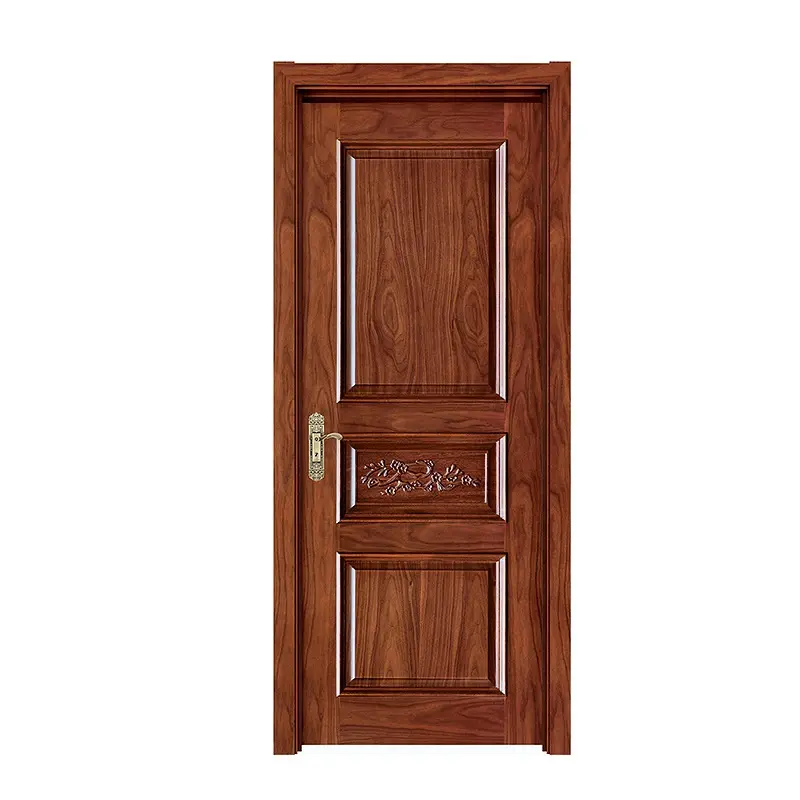 Puerta de madera de lujo para interiores de estilo europeo, puertas clásicas de madera de núcleo sólido de madera de haya y aliso para casas