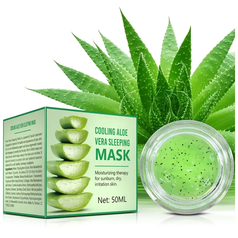 Vente en gros masque naturel Anti-âge blanchissant organique hydratant rafraîchissant à l'aloe Vera pour le visage
