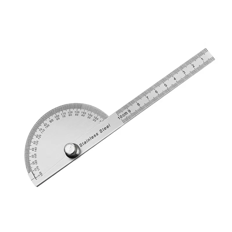 Alat ukur penggaris Goniometer baja tahan karat, alat pengukur sudut sudut busur derajat 180 derajat lengan tunggal