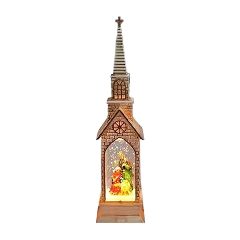 Luz LED blanca árbol de Navidad transparente decoración del hogar regalo de Navidad remolino brillo capilla forma viento lámpara linterna de agua