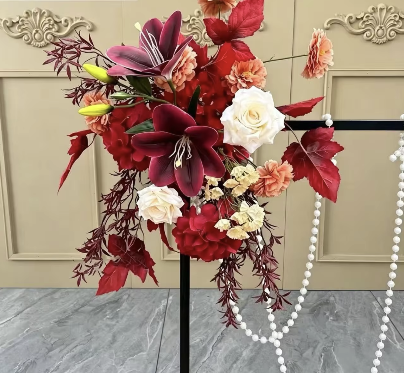 Wine red lily welcome hanging flowers