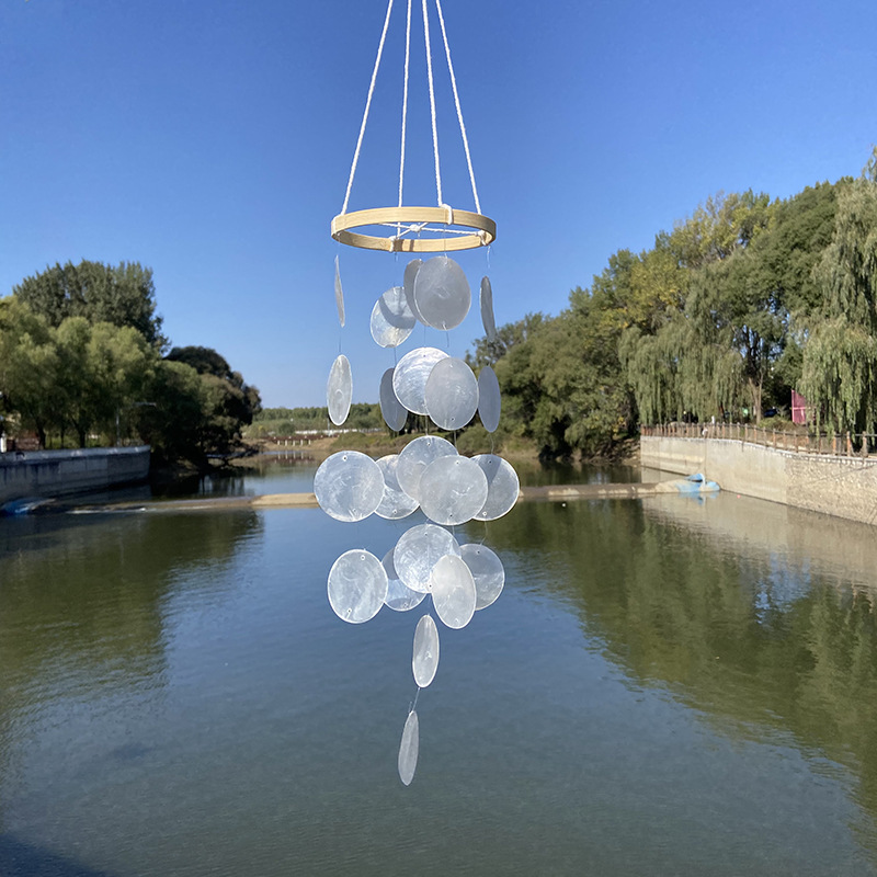 White disc shell wind chime-finished product