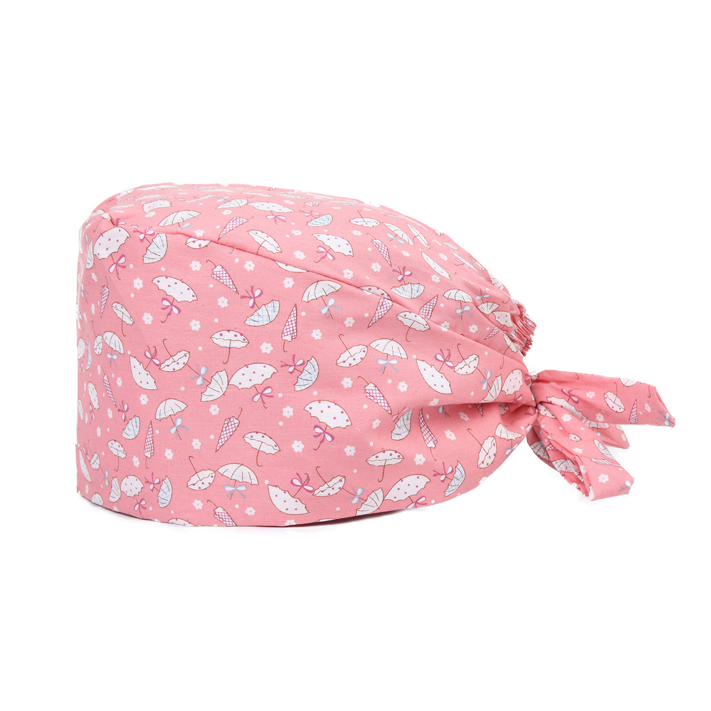 A-006 Gorro con lazo y estampado de paraguas pequeño rosa carne
