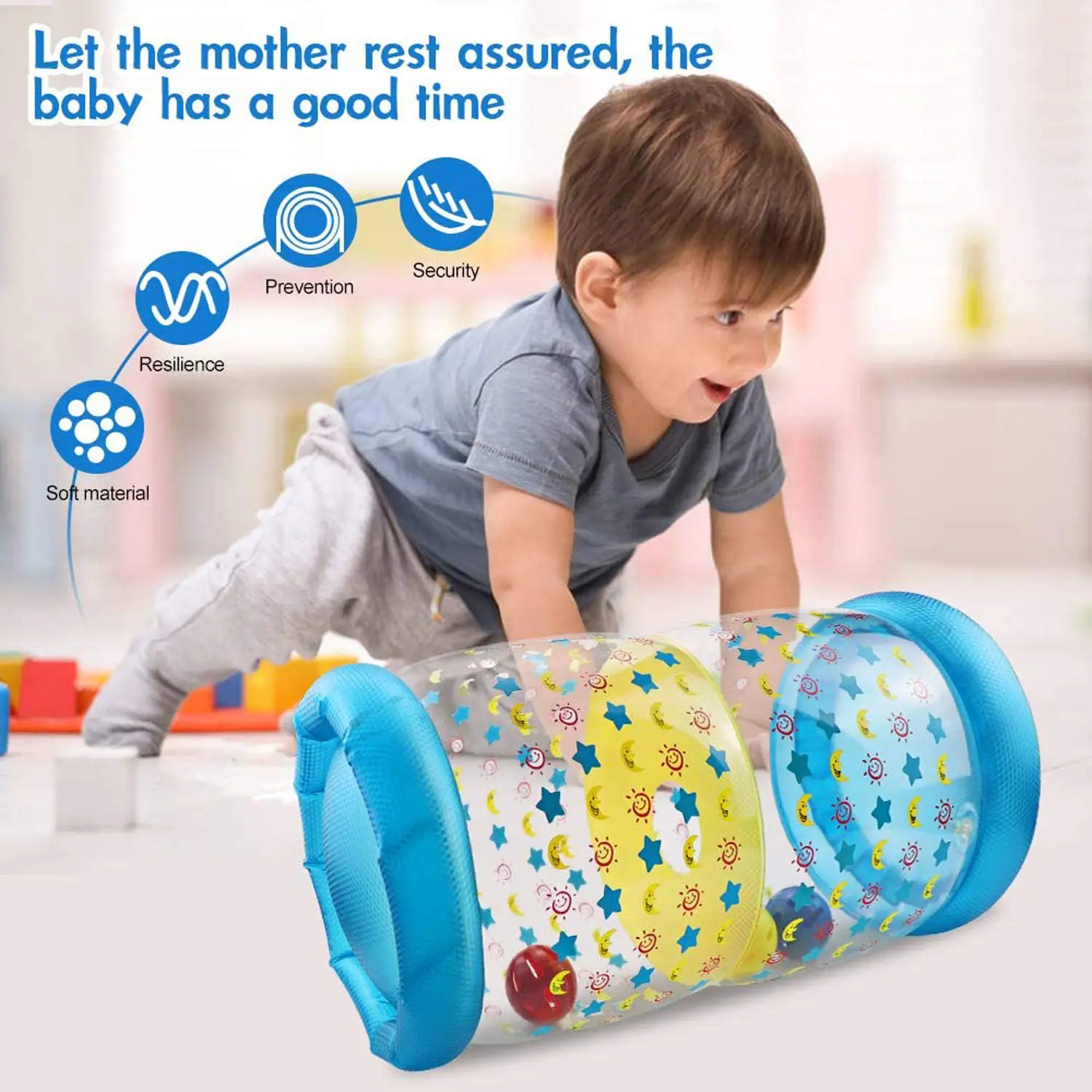 New Inflatable Toy Infants Roller PVC Baby Fidget Toys Crawling Learning Roller With Bells Toddler Standing Early Education