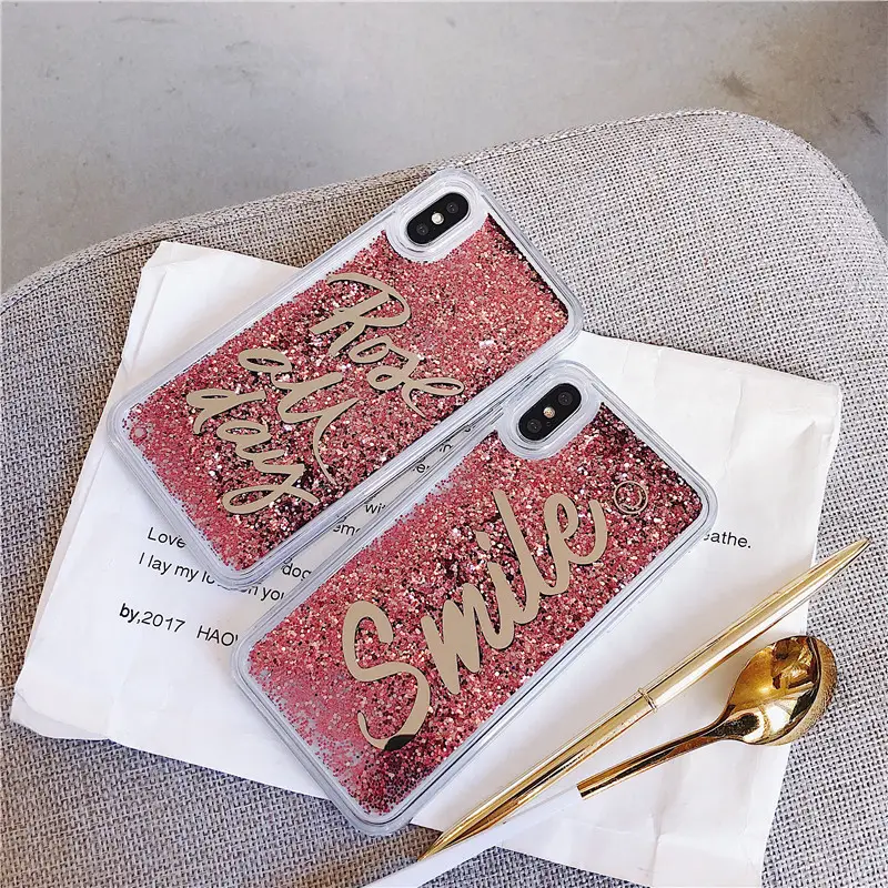 Luxus Bling Glitter Flüssigkeit Lächeln Fall für iphone x xr xs Max 6 6S 7 8 Plus für iPhone x 11 Pro Max Lächeln Flüssigkeit Fall