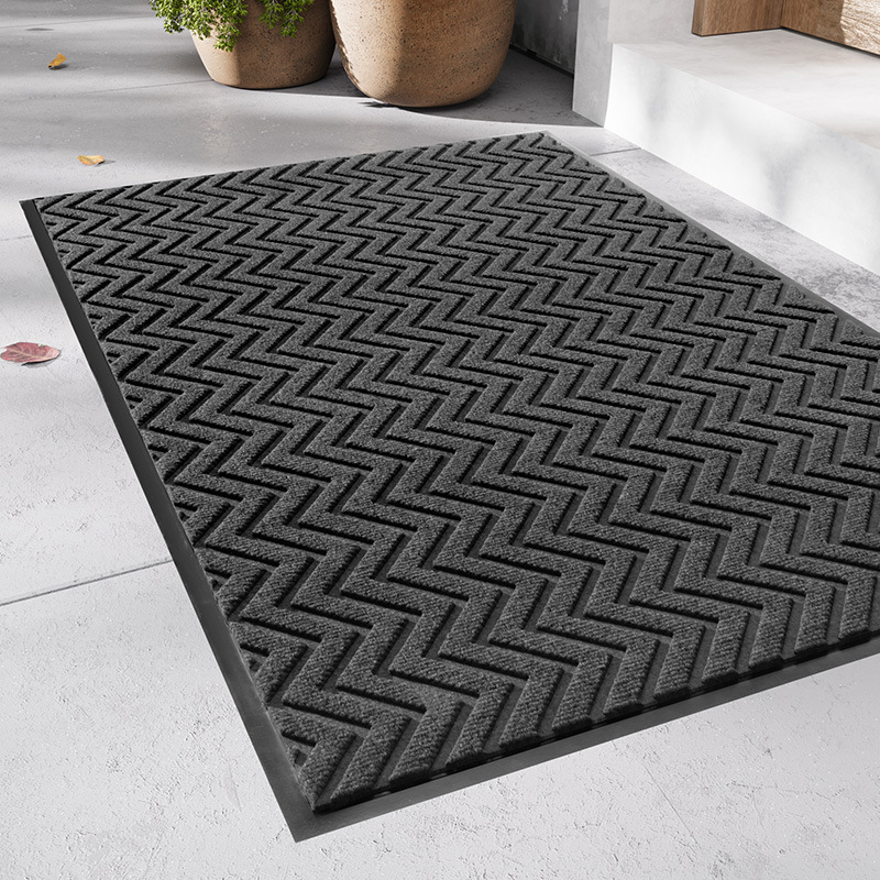 Polyester entrance mat - water ripple gray