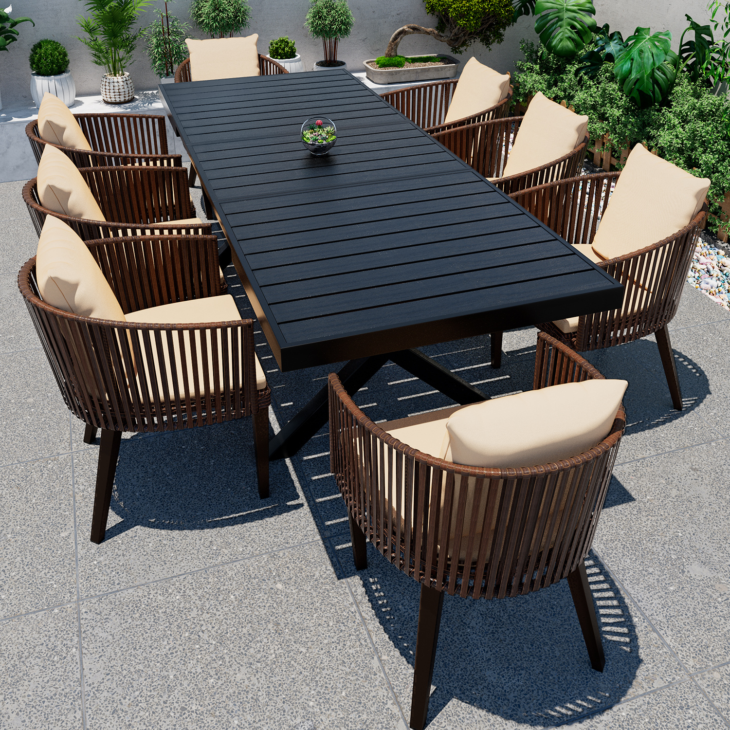 180/240*90cm table and 8 chairs