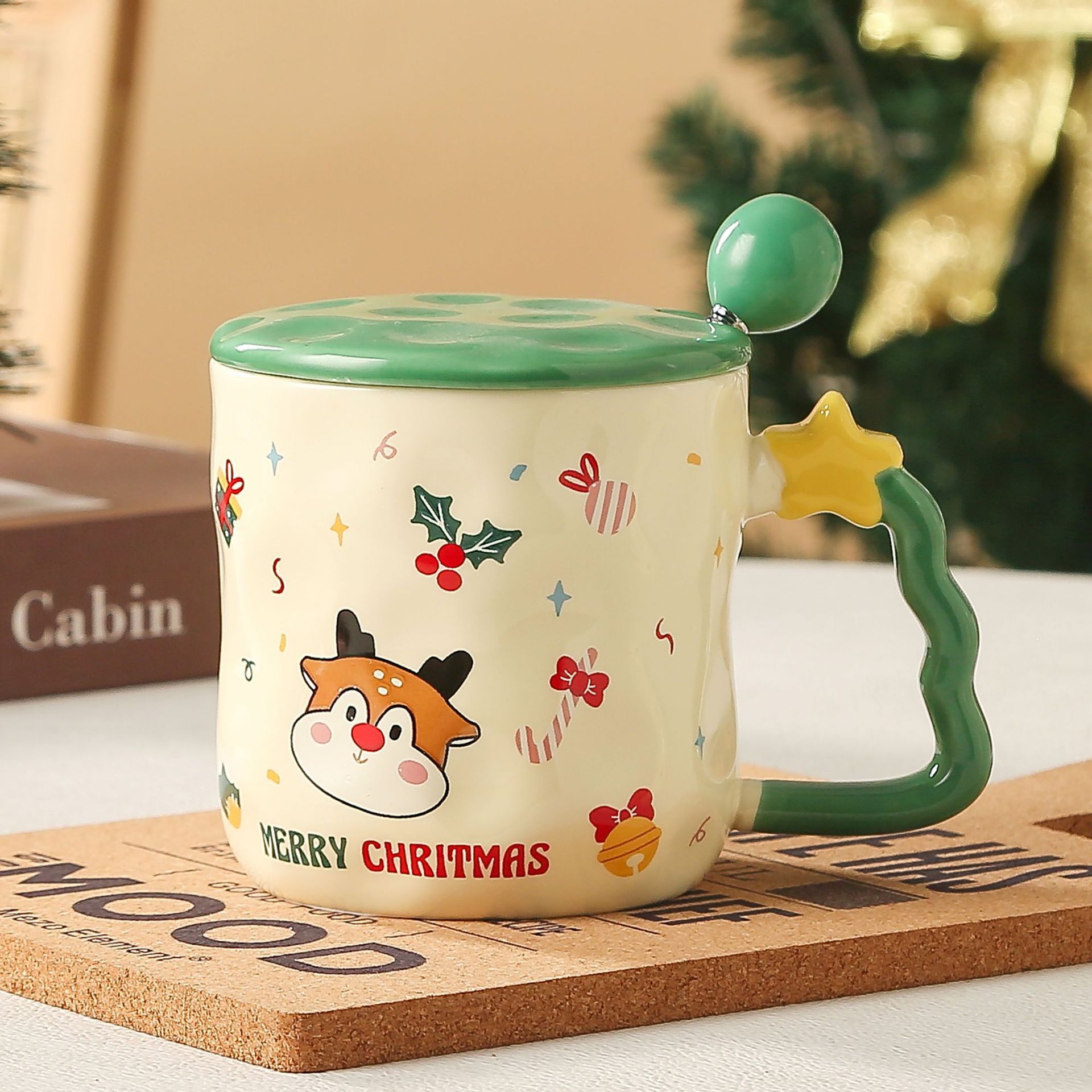 Ciervo Adorable - Tapa de Taza con Cuchara