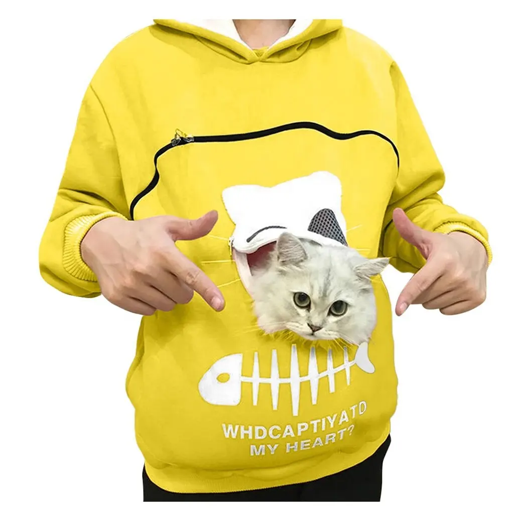 Sıcak satış Hoodies eğlence spor Pet taşıma kedi hırka fermuar tişörtü yetişkinler için evcil dış kapı taşımak