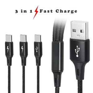 ケーブル4FT3in1マルチUSBC-3タイプC充電3AスプリッターナイロンコードiPhoneと互換性があります - Product Image 5