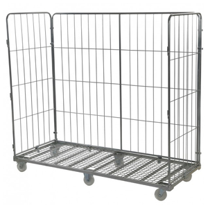 Customized Storage Half Open Gate Foldable Wire Mesh Metal Detachable Laundry Cage <strong>Trolley</strong> with Cover and Shelf
